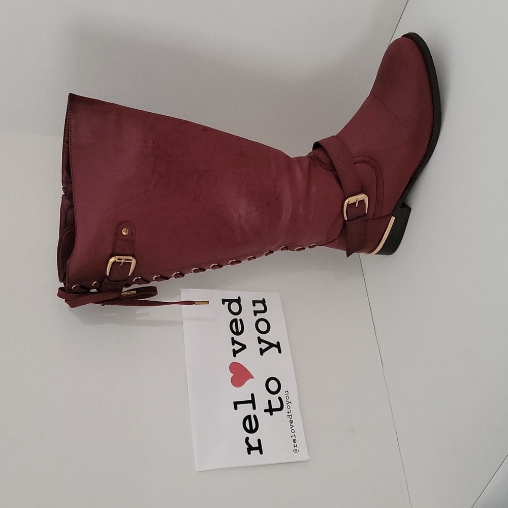 Torrid Oxblood Faux Leather Lace up Back Boot ✨Size 10W